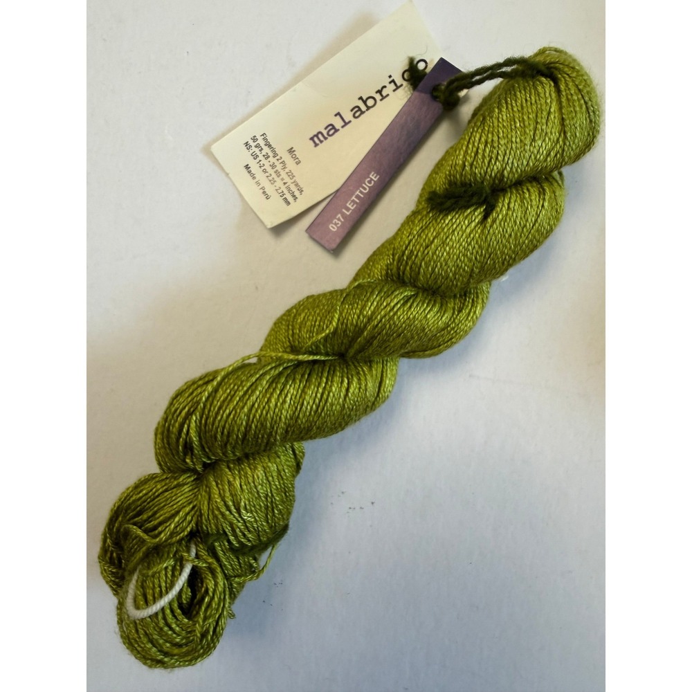 New Malabrigo Mora Fingering Yarn 50g Lettuce Green 100% Pure Mulberry Silk